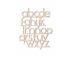Houten wanddecoratie - Wooden wall decoration | Alfabet 70 x 57cm Alphabet | Licht hout - Natural wood | Muurdecoratie kinderkamer - Wall art for kids room - Wandfiguur - Babykamer - Abc