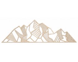 Houten wanddecoratie - Wooden wall decoration | Bergen 110 x 32cm Mountains | Licht hout - Natural wood | Geometrische muurdecoratie - Geometric wall art - Origami Design Wandfiguur - Echt Hout - Real Wood - Gebergte - Zwitserland - Oostenrijk