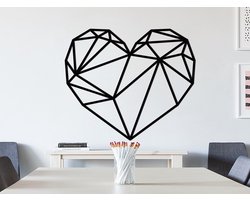 HOUTEN WANDDECORATIE / WOODEN WALL DECORATION - GEOMETRISCHE MUURDECORATIE / GEOMETRIC WALL ART - HART / HEART - 35 x 30cm - ZWART / BLACK - ORIGAMI DESIGN WANDFIGUUR - ECHT HOUT - REAL WOOD - LIEFDE / LOVE - VALENTIJN / VALENTINE