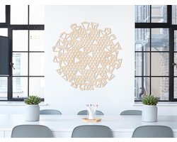 HOUTEN WANDDECORATIE / WOODEN WALL DECORATION - GEOMETRISCHE MUURDECORATIE / GEOMETRIC WALL ART - VIRUS - 95 x 95cm - LICHT HOUT / NATURAL WOOD - ORIGAMI DESIGN WANDFIGUUR - ECHT HOUT - REAL WOOD - CORONA - COVID