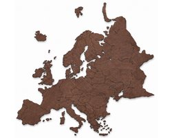 Houten wanddecoratie - Wooden wall decoration | Kaart van Europa 104 x 100cm Map of Europe | Donker hout - Dark wood | Muurdecoratie - Wall art - Wandfiguur - Landen Echt Hout - Real Wood