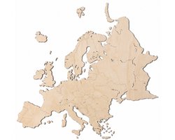 Houten wanddecoratie - Wooden wall decoration | Kaart van Europa 135 x 130cm Map of Europe | Licht hout - Natural wood | Muurdecoratie - Wall art - Wandfiguur - Landen Echt Hout - Real Wood