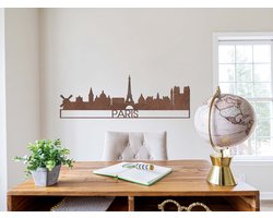 HOUTEN WANDDECORATIE / WOODEN WALL DECORATION - MUURDECORATIE / WALL ART - Skyline - Parijs / Paris - 70 x 23cm - DONKER HOUT / DARK WOOD - DESIGN WANDFIGUUR - ECHT HOUT - REAL WOOD - CITY - CITYTRIP - EYECATCHER - STAD