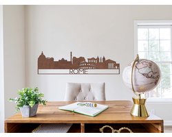 HOUTEN WANDDECORATIE / WOODEN WALL DECORATION - MUURDECORATIE / WALL ART - Skyline - Rome - 95 x 27cm - DONKER HOUT / DARK WOOD - DESIGN WANDFIGUUR - ECHT HOUT - REAL WOOD - CITY - CITYTRIP - EYECATCHER - STAD