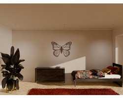 HOUTEN WANDDECORATIE / WOODEN WALL DECORATION - MUURDECORATIE / WALL ART - VLINDER / BUTTERFLY - 45 x 34cm - DONKER HOUT / DARK WOOD - VLINDER / BUTTERFLY -DESIGN WANDFIGUUR - ECHT HOUT - REAL WOOD - DIEREN