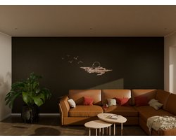 HOUTEN WANDDECORATIE / WOODEN WALL DECORATION - MUURDECORATIE / WALL ART - ZONSONDERGANG / SUNSET - 60 x 150cm - LICHT HOUT / NATURAL WOOD - DESIGN WANDFIGUUR - ECHT HOUT - REAL WOOD