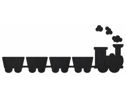 Houten wanddecoratie - Wooden wall decoration | Treintje en wagon 103 x 25cm Trains | Zwart - Black | Muurdecoratie kinderkamer - Wall art for kids room - Wandfiguur - Babykamer - Kids - Deco