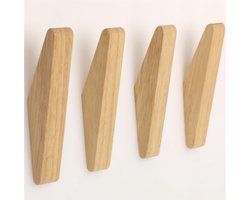 houten wandhaken - Driehoekige houten haken, eikenhouten kapstokhaken - Badjashaken - Wandgemonteerde houten kapstok, hoedenhaken - Geschikt om handdoeken aan op te hangen - Geschikt voor woonkamer en slaapkamer