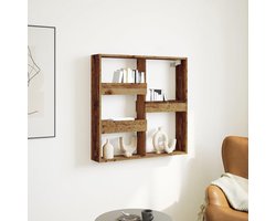 Houten wandkast 80x15x80 cm – Zwevende opbergkast voor keuken, woonkamer en badkamer – Wandgemonteerde hangkast met deuren – Duurzaam bewerkt hout, antiekbruine afwerking – Meda Home Store
