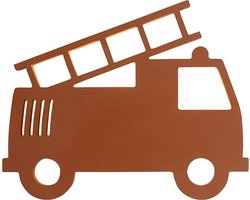 Houten wandlamp kinderkamer | Brandweerwagen - baksteen rood | toddie.nl