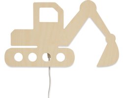 Houten wandlamp kinderkamer | Graafmachine - blank | toddie.nl