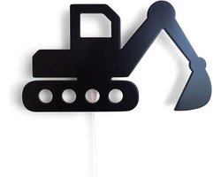Houten wandlamp kinderkamer | Graafmachine - zwart | toddie.nl