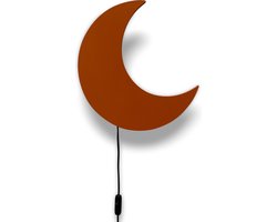 Houten wandlamp kinderkamer | Maan - baksteen rood | toddie.nl