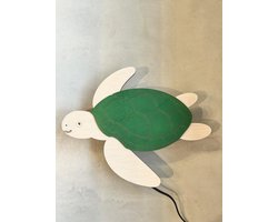 Houten wandlamp kinderkamer - Schildpad - wandlamp schildpad - Blank hout - Groen - Schildpadje- Lampje schildpadje - nachtlamp - Nachtlampje kinderkamer - leeslampje - Babykamer - kinderkamer - slaapkamer