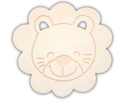 Houten wandlamp kinderkamer | Wandlamp babykamer | Leeuw | Snoerloos | Dimbaar | Duurzame LED verlichting