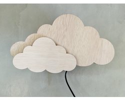Houten wandlamp kinderkamer - Wandlamp wolk - Wolk - hout kleur - Wolkenlampje - Kinderkamer - Babykamer - Slaapkamer - Nachtlampje kinderkamer - Cadeau - wandlicht - leeslampje - kinderlampje - speelkamer - verlichting