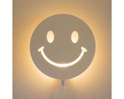Houten wandlamp ~ smiley