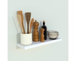 Houten Wandplank 50x15 cm Wit FSC Met Verborgen Bevestiging Draagkracht 30 kg