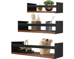 Houten wandplank met metaal