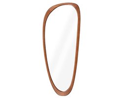 Houten Wandspiegel - 60x24.5cm - Onregelmatig Vorm - Horizontaal of Verticaal Hangend
