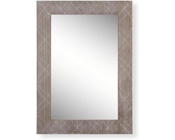 Houten Wandspiegel - Spiegel Decoratie - Woonkamer Aankleden - Paulonia Hout - 77.5 x 55.5 cm - Multicolor