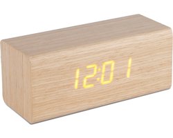 Houten Wekker Klok met Rode LED Display met USB Kabel 16 x 6 x 6cm