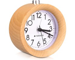 Houten Wekker - Retro Klok - Wakker Worden - Niet Tikkend - 96 x 102 cm - Lichtbruin