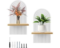 Houten wenrek - boho-stijl 2 planken voor kinderkamer, kantoor, woonkamer, slaapkamer