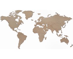 Houten Wereldkaart - BUDGET - Muurdecoratie - 140 x 75 CM - Wanddecoratie - Landkaart - Eenvoudige montage