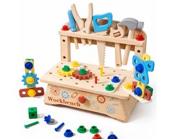 Houten Werkbank Speelgoed – Montessori Gereedschap Set voor Kinderen