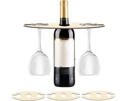Houten wijn glas houders voor buiten, perfect voor picknicks, inclusief 8 glazen voor wijnliefhebbers om van hun wijn te genieten
