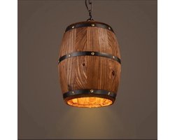 Houten wijn vat lamp wijnton wijnvat lamp wiin ton hanglamp tonnetje horeca horeca apparatuur inrichting bar cafe  restaurant