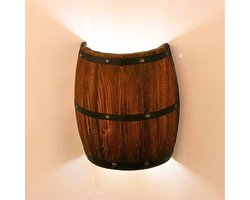 Houten wijn vat lamp  - wijnton -  Wijnvat - Wijnvaatje - lamp - Wandlamp - E27 Fitting - Hout - Industriële -Lampen -Bar -  Cafè -Horeca - Verlichting - kamer - keuken - hal - slaapkamer