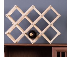 Houten Wijnrek - Vouwbaar - 10 Wijnflessen -Grenen Hout-46 x 12.5 x H30 cm