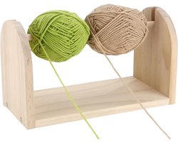 Houten Wolhouder met Draaifunctie – Breien Haken – Praktische Wol Opslag