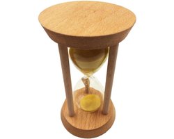 Houten Zandloper - Zandloper Klok - 30 Minuten Timer - Decoratief Ornament - 14 x 8 cm - Geel