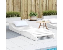 Houten zonnebed, grenen, wit, 205 x 60 x 31,5 cm, ergonomische S-vorm, ligvlak voor tuin, terras, zwembad, duurzame outdoormeubels