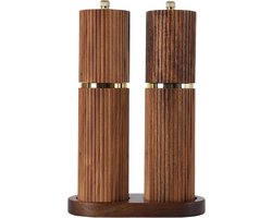 Houten zout- en pepermolenset, navulbare zout- en pepermolen, verstelbare maalgraad, acaciahouten pepermolen, zout- en peperstrooier, bijpassend dienblad - een ideaal cadeau.