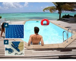 Houten zwembad "Cordoue" - 348 x 215 x 118 cm + noppenfolie zwembadfolie 180 µ - Afdekzeil winter zwembad winterzeil 280 g/m²