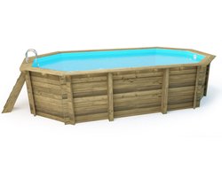 Houten zwembad "Florida 130" - 657 x 457 x 131 cm + noppenfolie zwembadfolie 180 µ + afdekzeil winter zwembad winterzeil 280 g/m²