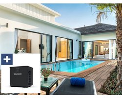 Houten zwembad rechthoekig "Aruba"- 500 x 300 x 124 cm + Mini warmtepomp 3,5 kW - Metaal - Grijs