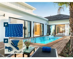 Houten zwembad rechthoekig "Aruba"- 500 x 300 x 124 m + noppenfolie zwembadfolie 180 µ - Afdekzeil winter zwembad winterzeil 280 g/m²
