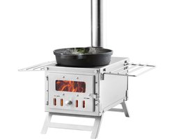 houtkachel - houtkachel binnen - met 8 Schoorsteenpijpen - houtkachel buiten - houtkachel gietijzer - Verwarmen en koken erop - 700 inch