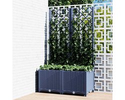Houtlook-Tuinbak-met-Klimrek-80x40x136cm-PP-Blauwgrijs-Onderhoudsvrij-Balkon-Terras