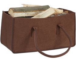 houtmand vilt - opvouwbaar - 25 x 25 x 50 cm - opbergmand - bruin