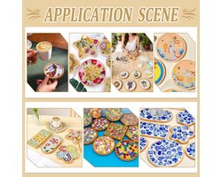 Houtmozaïek Onderzetters Set van 16 - Diverse Stijlen Drink Onderzetters voor Kopjes - Decoratief en Beschermend Dienblad voor Salontafel en Eettafel