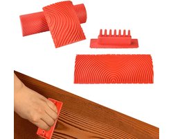Houtnerven Schilderen Gereedschap 4 STKS Rubber Empaïstisch Houtnerf Gereedschap - Imitatie Houtnerf Verf Roller Borstel - Graining Textuur Huishoudelijke Wall Art Verf - Wanddecoratie Paint roller