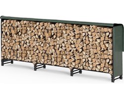 Houtopslag Rek - Hout Opslag - Buiten Hout Opslaan - Inclusief Waterdichte Hoes - 300 cm Lengte - Groen