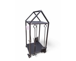 Houtrek Zwart met Gereeedschap voor Haardhout Open Haard