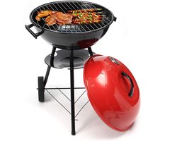 Houtskool Barbecue 17 inch (44 cm) – Verrijdbare Ronde Kogel BBQ met Deksel, Wielen & Ventilatiesysteem – Compacte Staande Grill voor Tuin, Balkon, Camping & Park – Zomereditie 2025 – Ideaal voor 4 tot 6 Personen